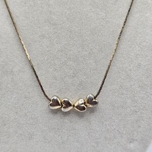 VINTAGE Gold Plated Sliding Heart Bead Dainty Necklace